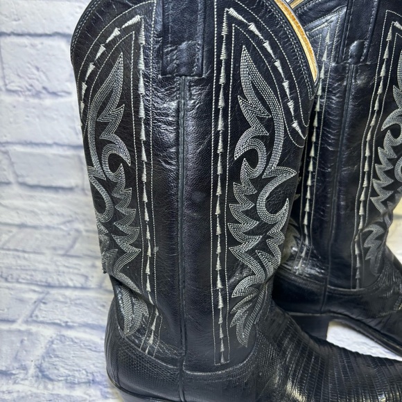 Dan Post Men's Exotic Black Lizard Western Cowboy boots size 8D 16830 Vintage - Picture 3 of 16
